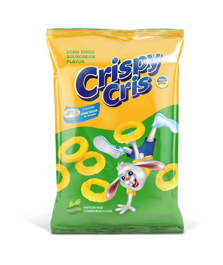 Corn rings with the taste of sour cream and greens