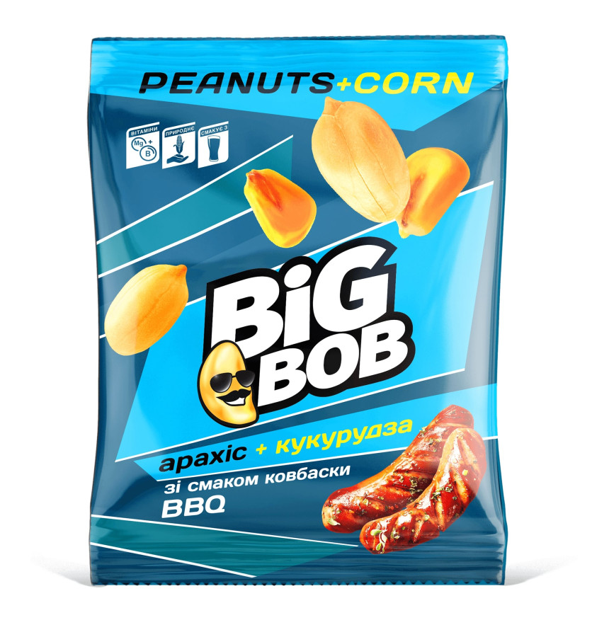 Mix of corn and peanuts flavored «BBQ Sausages»