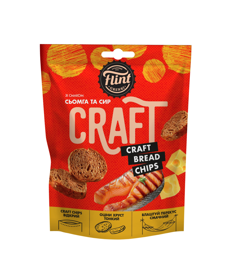 Croutons with salmon and cheese flavor